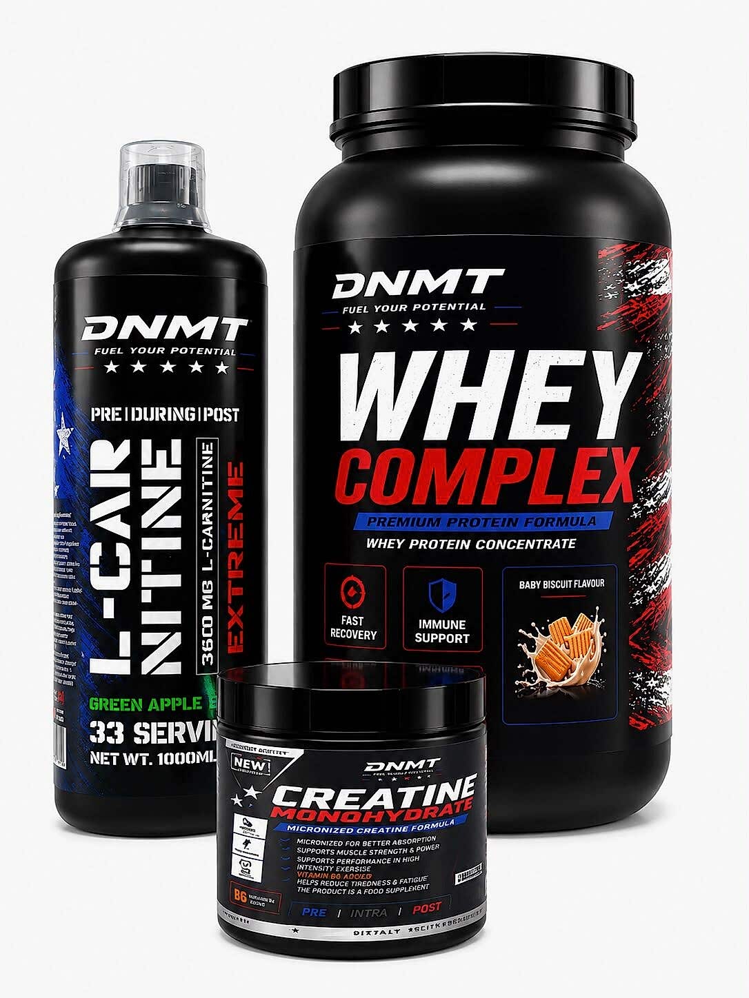 DNMT WHEY 900 LKARNETINE  LITRE CREATINE 120 GR SET