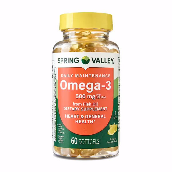 Spring Valley Fish Oil Omega 3 500 mg 60 Softgel – ABD Menşeli Kalp ve Genel Sağlık Desteği